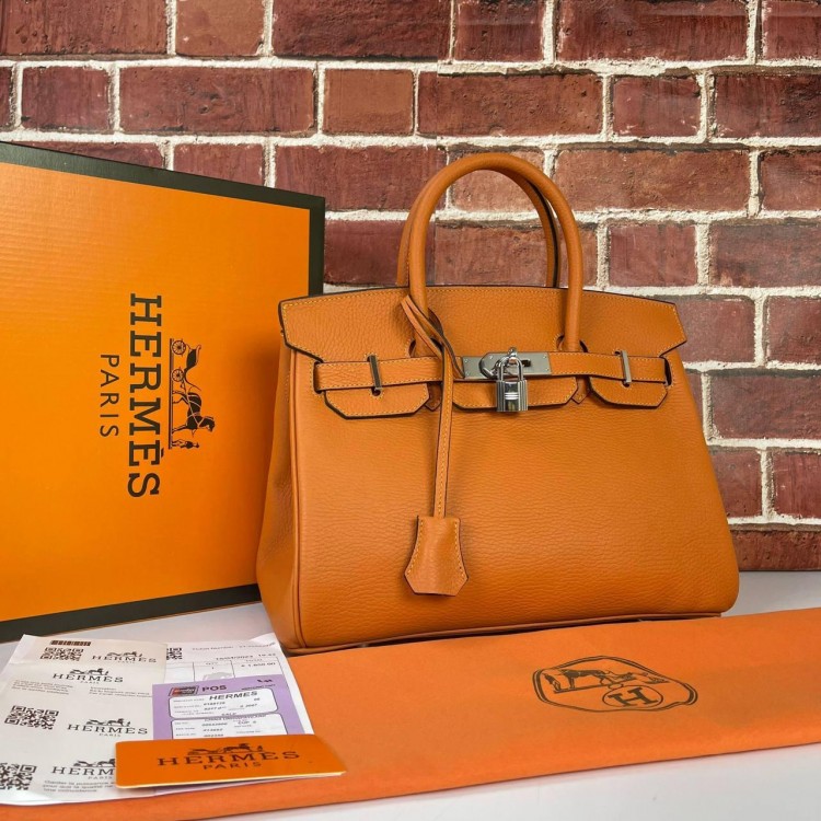 HERMES BİRKİN 30 CM HAKİKİ DERİ ORANJ GUMUS